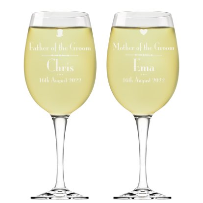Engraved Wedding Wine Glass Set for Parents