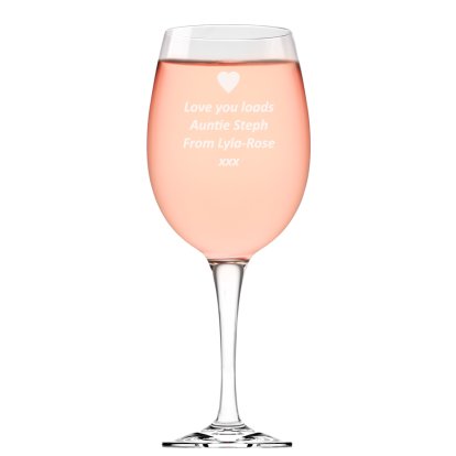 Engraved Wine Glass - Heart Message