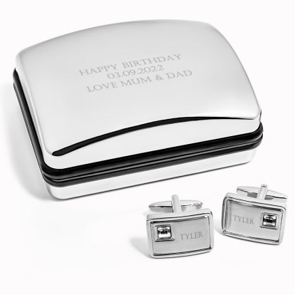 Engraved Cufflinks with Crystals