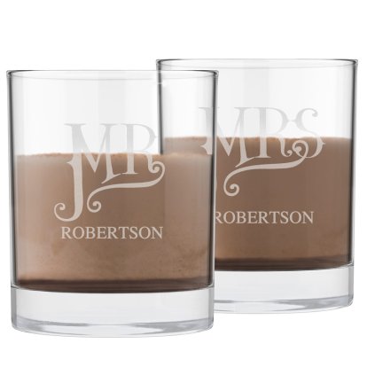 Engraved Dotty Mr and Mrs Tumbler Set