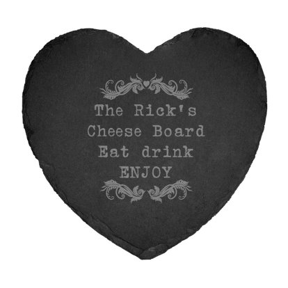 Engraved Heart Slate Cheeseboard - Vintage