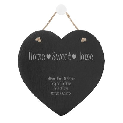 Engraved Large Home Sweet Home Slate Heart