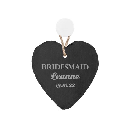 Engraved Heart Slate Keepsake - Bridesmaid