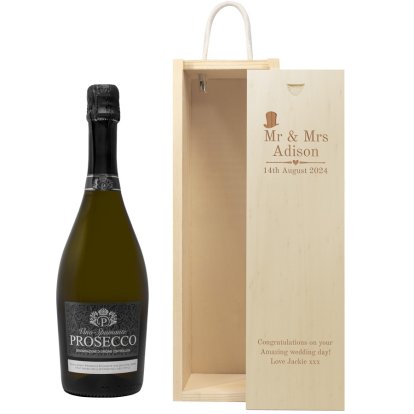 Engraved Mr and Mrs Wooden Wine Box - Decorative Wedding
