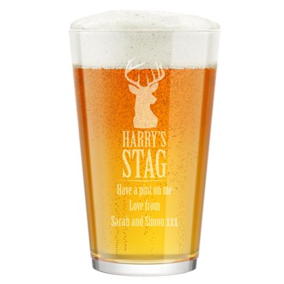 Engraved Pint Glass - Stag