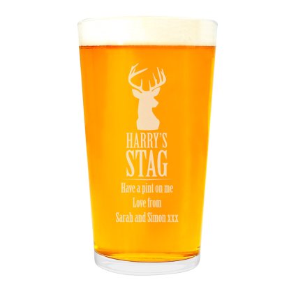 Engraved Pint Glass - Stag