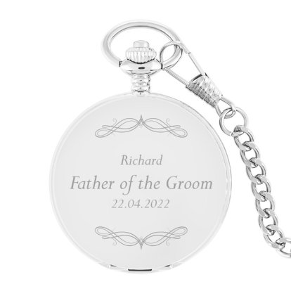 Engraved Pocket Watch - Father of the Groom Swirl