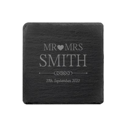 Engraved Slate Coasters - Mr and Mrs