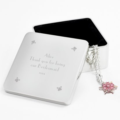 Engraved Square Silver Plated Jewellery Box