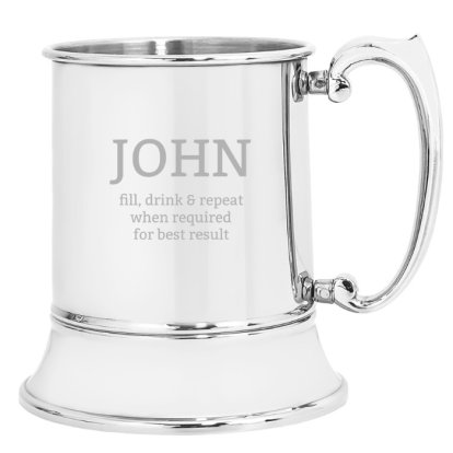Engraved Stainless Steel Tankard - Name and Message 
