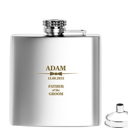 Engraved Wedding Hip Flask - Classic Bow Tie