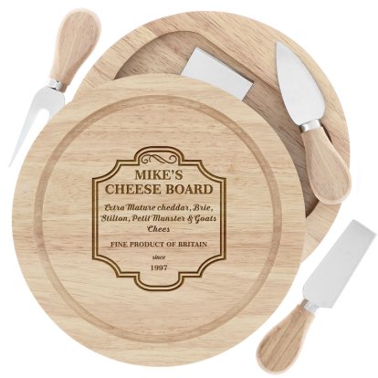 Engraved Wooden Cheese Board Set - Since...