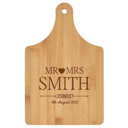 Engraved Wooden Paddle Bamboo Board - Mr and Mrs