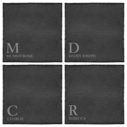 Family Members Personalised Square Slate Placemats