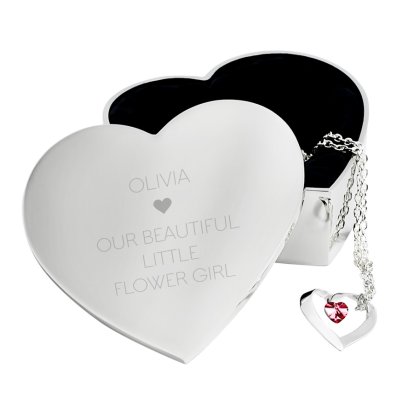Personalised Flower Girl Heart Trinket Box