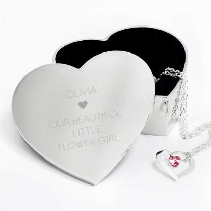 Personalised Flower Girl Heart Trinket Box