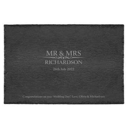 Heritage Wedding Mr and Mrs Engraved Slate Placemats