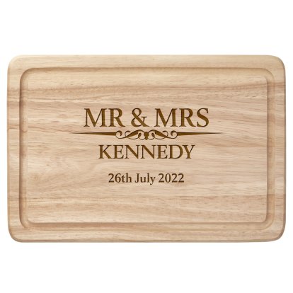Heritage Wedding Mr and Mrs Personalised Rectangular Chopping Board