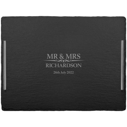 Heritage Wedding Mr and Mrs Personalised Slate Serving Tray 