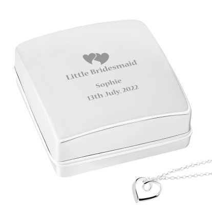 Little Bridesmaid Butterflies Heart Necklace with Box