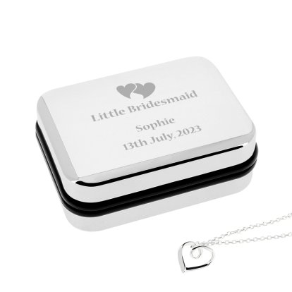 Little Bridesmaid Butterflies Heart Necklace with Box
