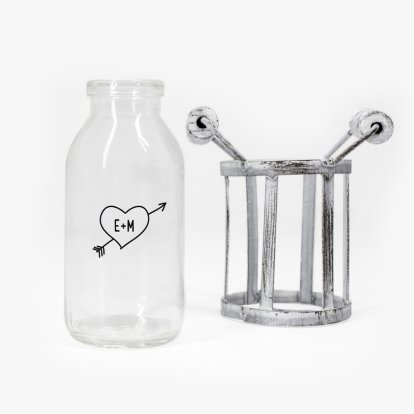 Love Initials Personalised Mini Bottle Vase & Basket Photo 2