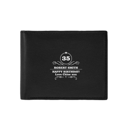 Personalised Luxury Classic Whiskey Black Leather Wallet