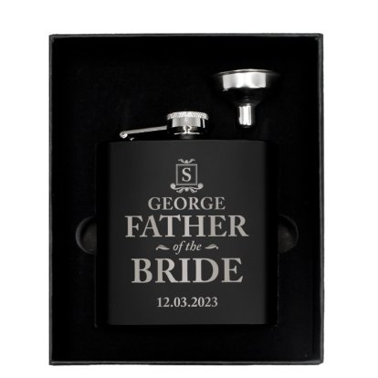 Personalised Black Hip Flask - Initial & Title