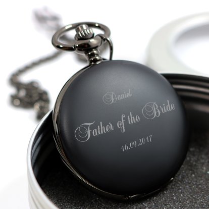 Personalised Black Pocket Watch - Classic Father of the Bride 