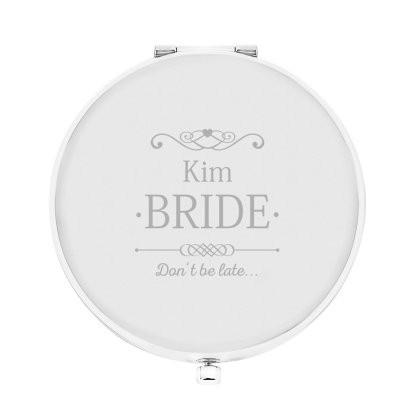 Personalised Bride Silver Plated Compact Mirror - Mr and Mrs Range 