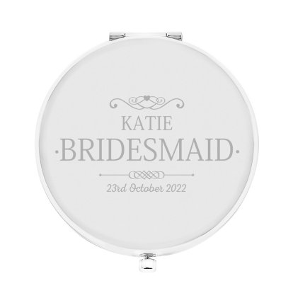 Personalised Bridesmaid Silver Plated Compact Mirror - Mr and Mrs Range
