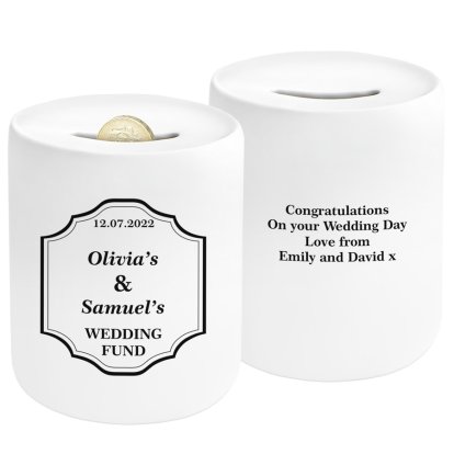Personalised Ceramic Classic Wedding Money Box - Bride and Groom