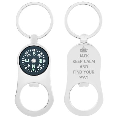 Personalised Compass Keyring and Bottle Opener - Find Your Way