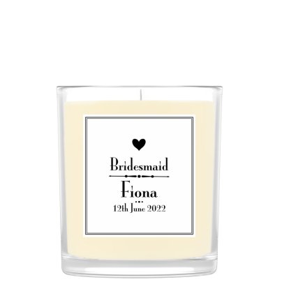 Personalised Decorative Wedding Scented Candle - Bridesmaid