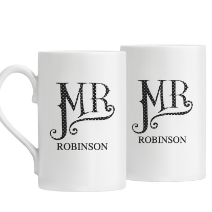 Personalised Dotty Mr and Mr Windsor Mug Set