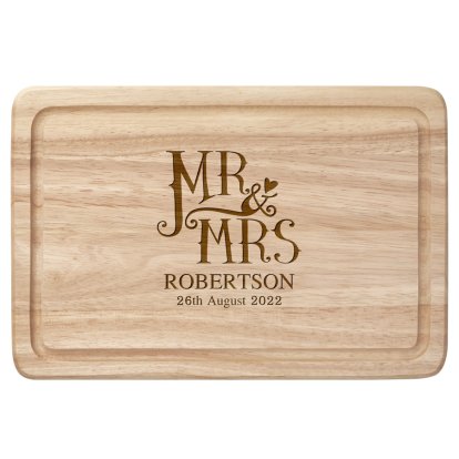 Personalised Dotty Mr and Mrs Rectangular Chopping Board