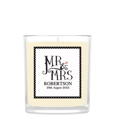 Personalised Dotty Mr and Mrs Scented Candle