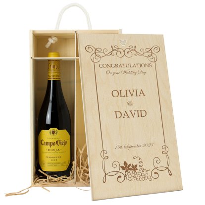 Personalised Double Wine Box - Grapes Design