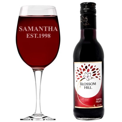 Personalised Glass & Wine Set - Established Red 