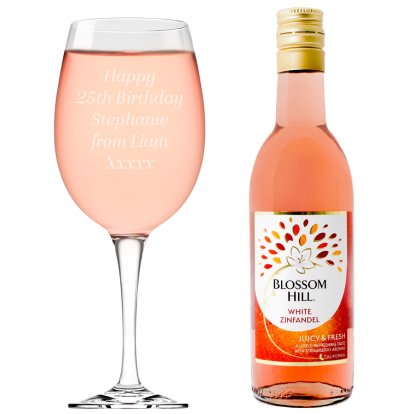 Personalised Glass & Wine Set Rose