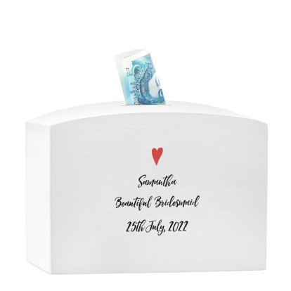 Personalised Heart White Wooden Money Box