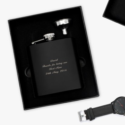 Personalised Luxury Message Black Hip Flask
