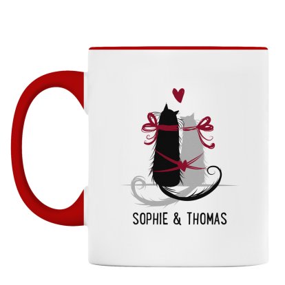 Personalised Red Rimmed Mug - Purr-Fect Love