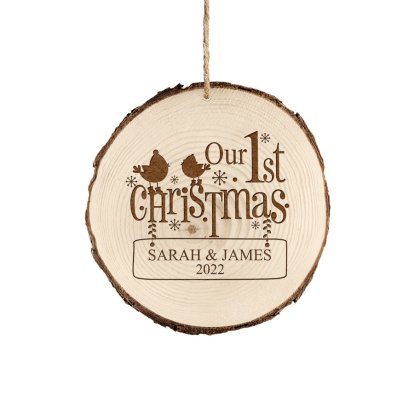 Personalised Rustic Christmas Decoration - Our 1st Christmas