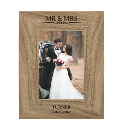 Personalised Rustic Photo Frame - Classic Mr & Mrs