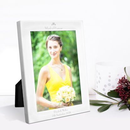 Personalised Silver Plated Photo Frame - Wedding Hearts 