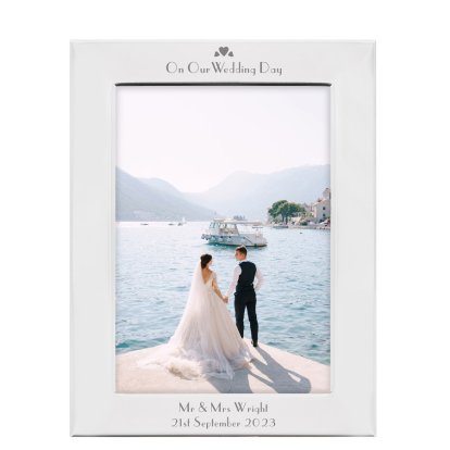 Personalised Silver Plated Photo Frame - Wedding Theme 
