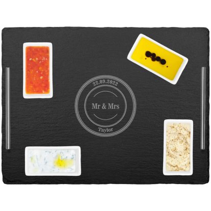 Personalised Stamp Design Slate Serving Tray with 4 Dishes