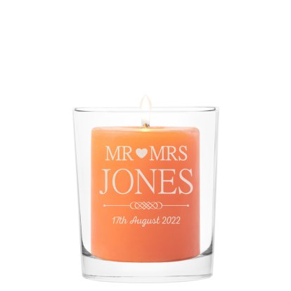 Personalised Votive Candle Holder - Mr and Mrs