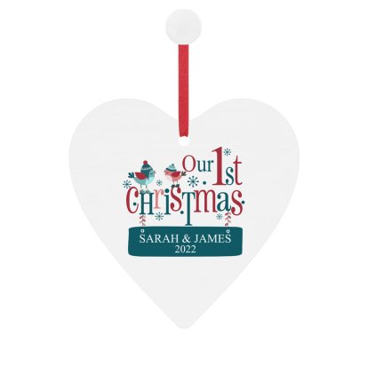 Personalised Wooden Heart  Decoration - Our 1st Christmas